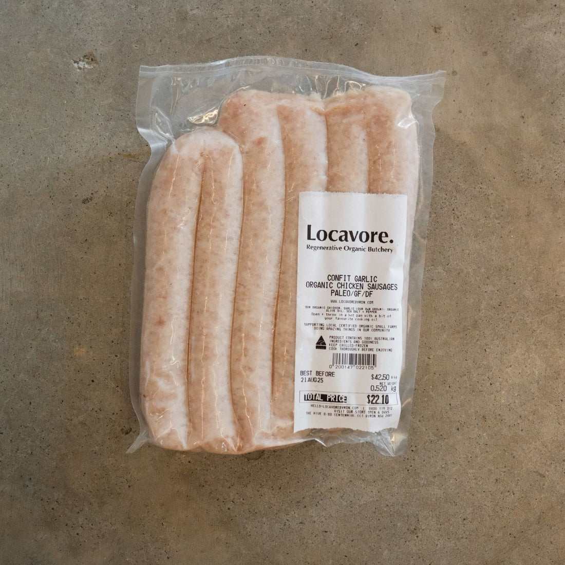 Chicken Confit Garlic Sausages (Thin) – (GF / DF)