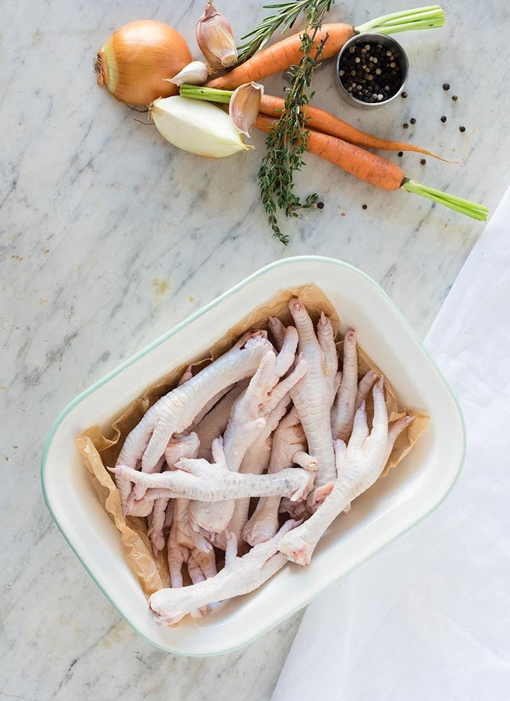 pasture raised organic chicken feet to make chicken bone broth